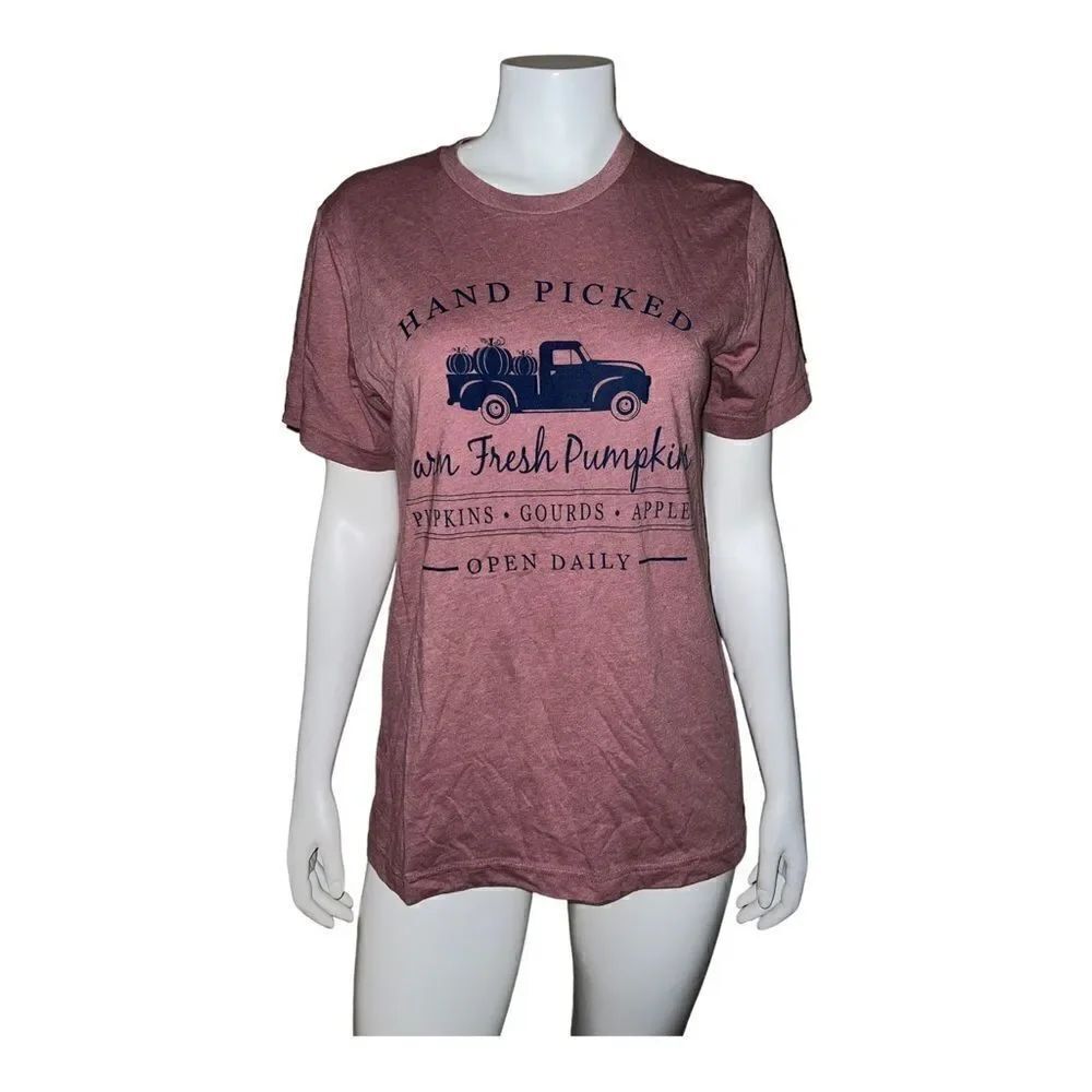 Bella Canvas Womens Hand Picked Pumpkins T-Shirt Heather Mauve NWT